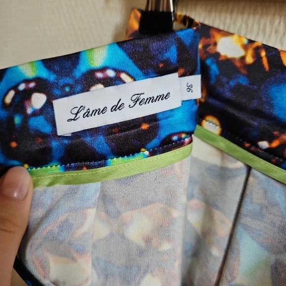 L'Ame de Femme - Blue Multicolor Pleated Skirt - US 4 - Picture 3 of 6